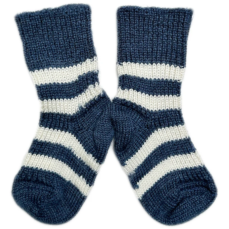 HIRSCH wollen sokken KIND gestreept 015 80 JEANS WIT