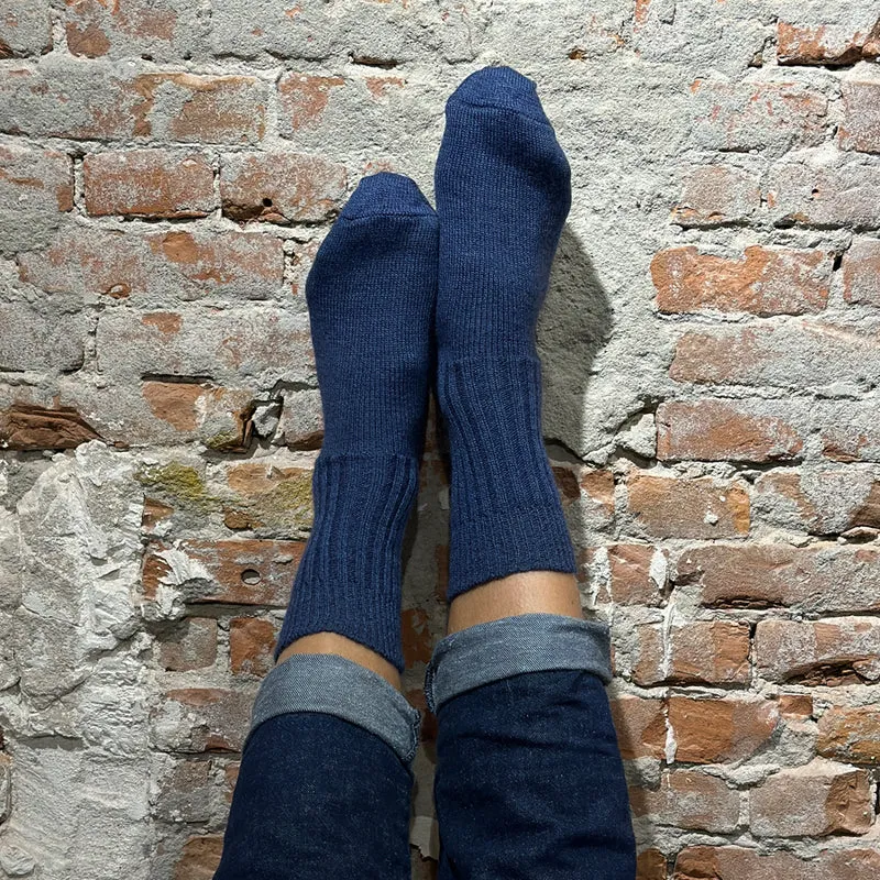 Hirsch Natur wollen sokken effen JEANS BLAUW 151 09