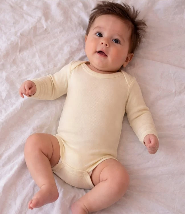 ENGEL baby romper wol zijde met LANGE MOUW effen NATUREL