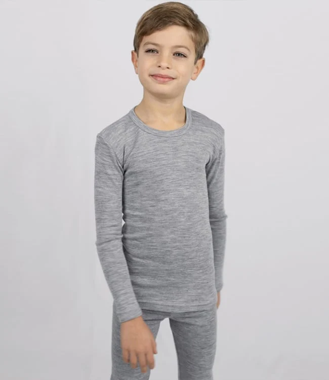 ENGEL longsleeve van wol zijde EFFEN GRIJS kind