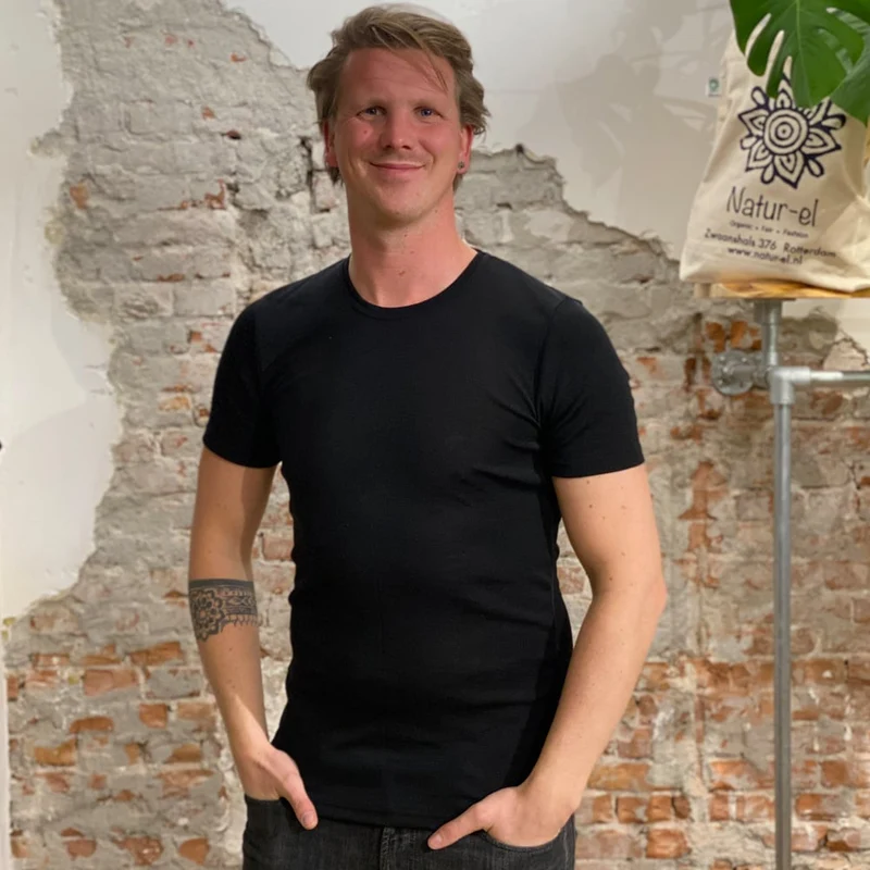 ENGEL wol zijde HEREN shirt met korte mouw ZWART