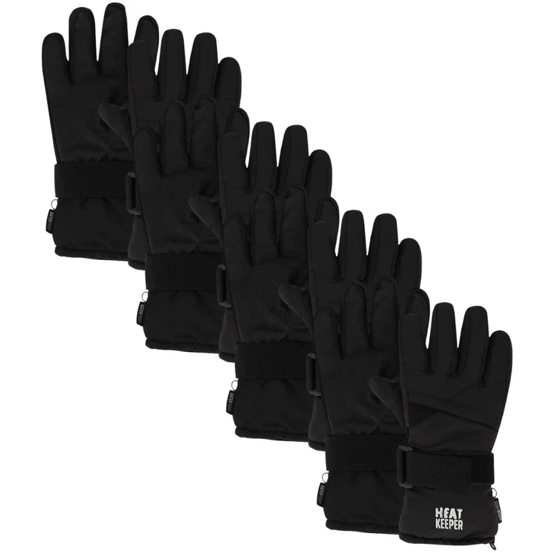 Snowboard handschoenen Pro - Unisex - Zwart - 4-Paar voordeelpakket