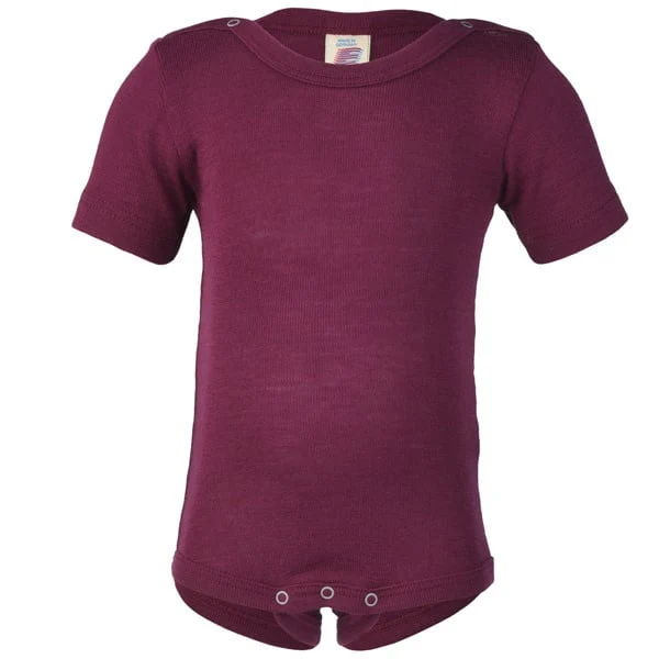ENGEL wol zijde BABY romper KORTE MOUW effen ORCHIDEE