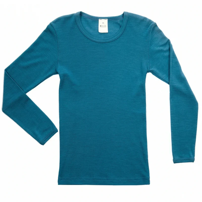 HOCOSA longsleeve biologische wol zijde kind ZEEBLAUW