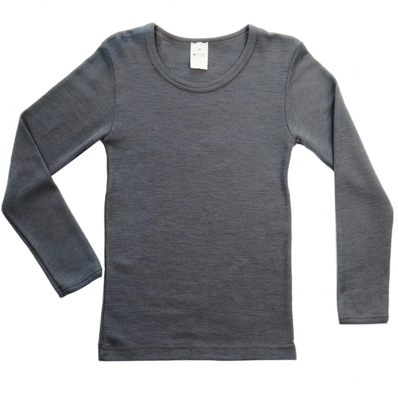 HOCOSA longsleeve biologische wol zijde kind ANTRACIET