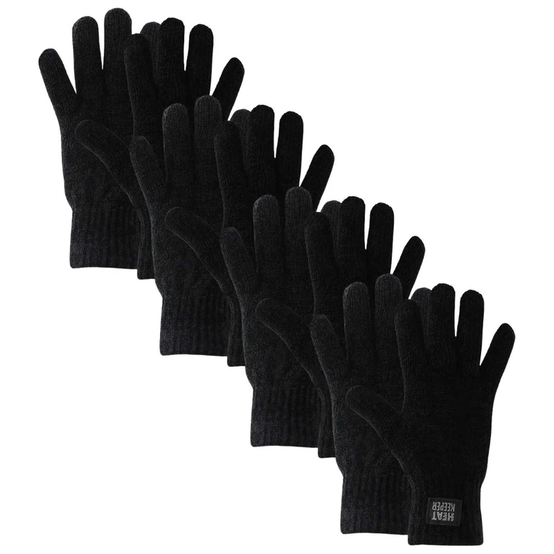 Gebreide thermo handschoenen dames - Chenille - One Size - 4-Paar - Voordeel
