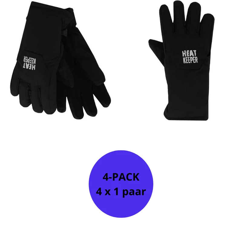Thermohandschoenen kinderen - Zwart- 4-Paar - Voordeel