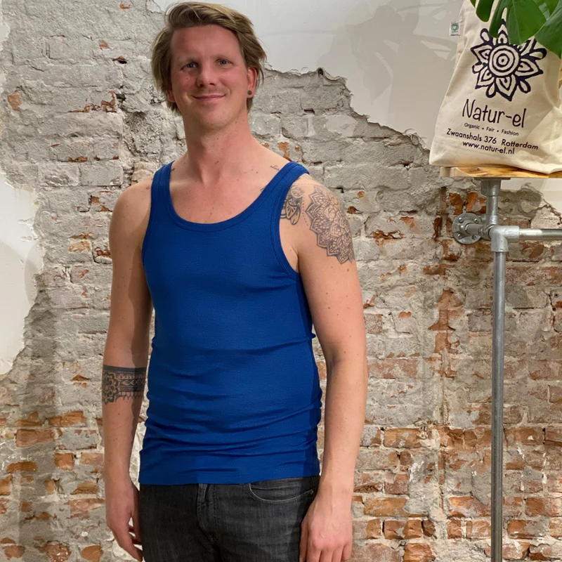 HOCOSA hemd wol zijde heren BLAUW
