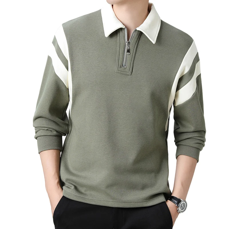 StripeZip | Heren sweater met halve rits en strepen