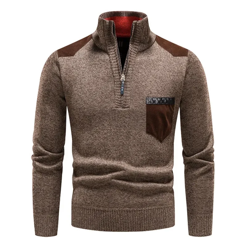 Zip Collar | Heren herfsttrui met ritssluiting en contrastdetails
