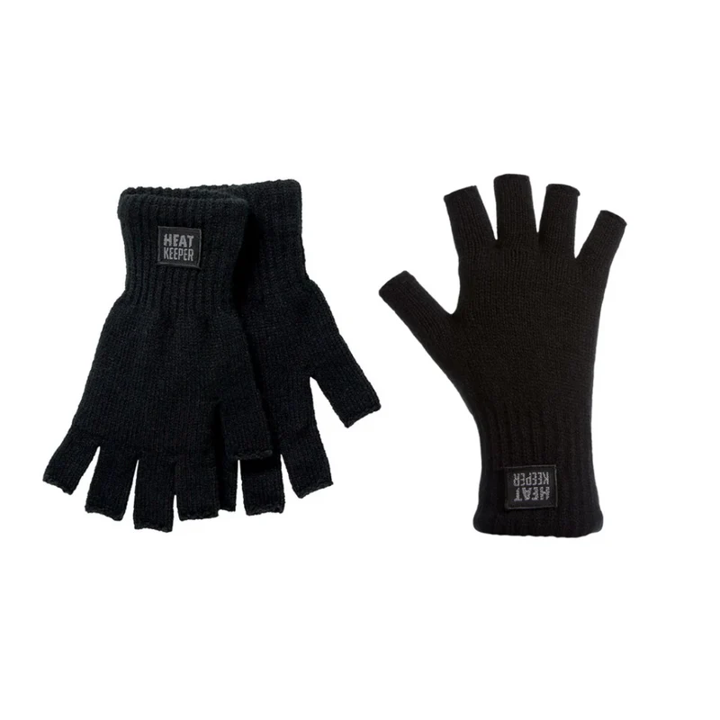 Vingerloze thermo handschoenen heren - Zwart - 2-Paar