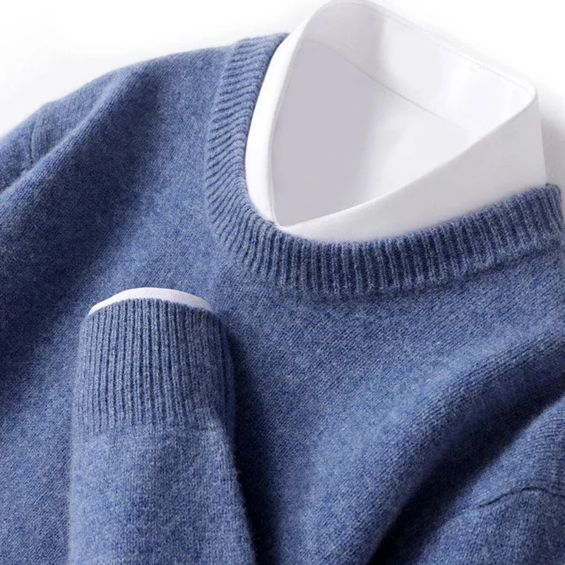 David | heren merino wollen crewneck sweater