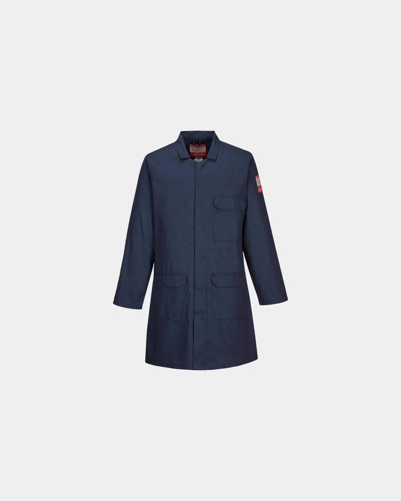 Overjas vlamvertragend gewatteerd blauw om te personaliseren