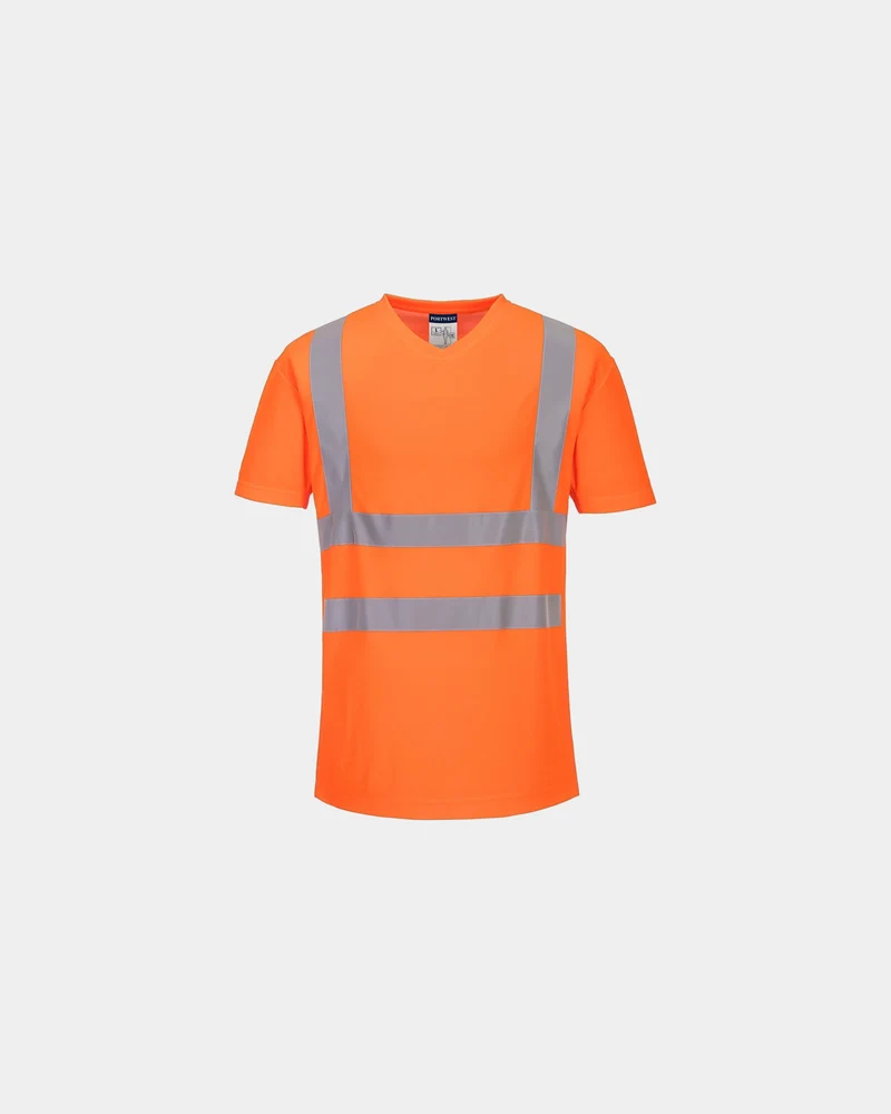 T-shirt V-hals ademende mesh zijpanelen om te personaliseren