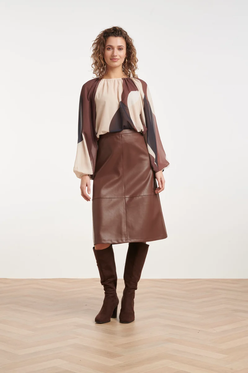 Midi Rok Van Faux Leather | Brown