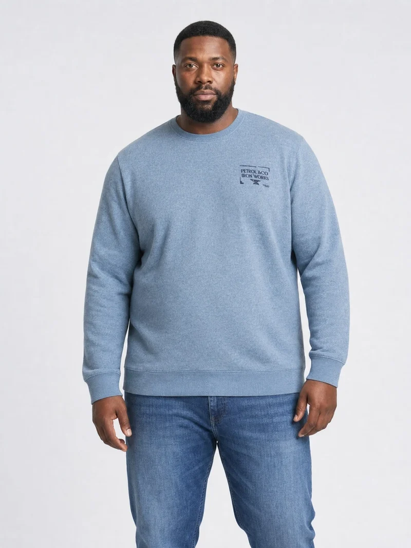 Plus Size gemêleerde sweater met ronde hals stoneford