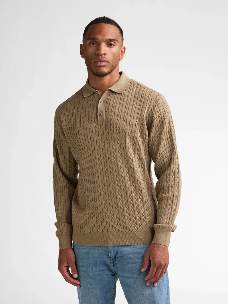 Gebreide polo met lange mouwen stonebridge