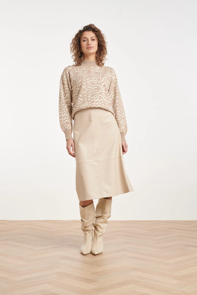 Midi Rok Van Faux Leather | Stone