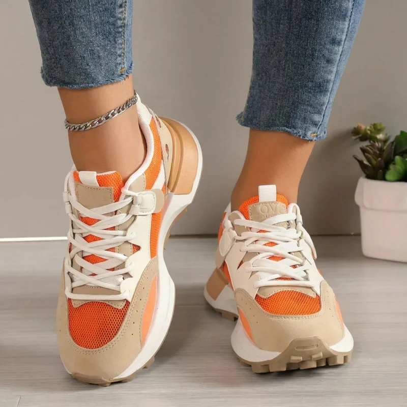 Damessneakers met colorblock-design