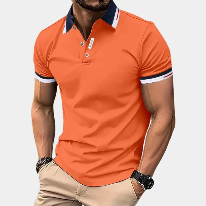 Oranje poloshirt met korte mouwen voor heren