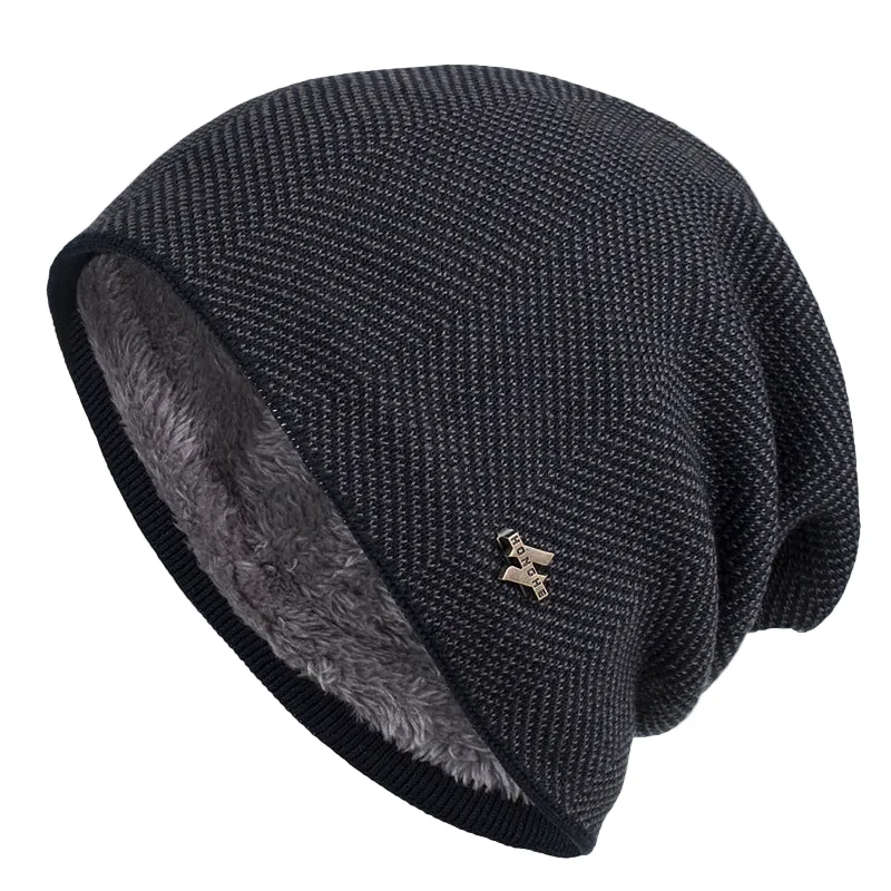 Heren Slouch Beanie Gebreid met Fleece Voering