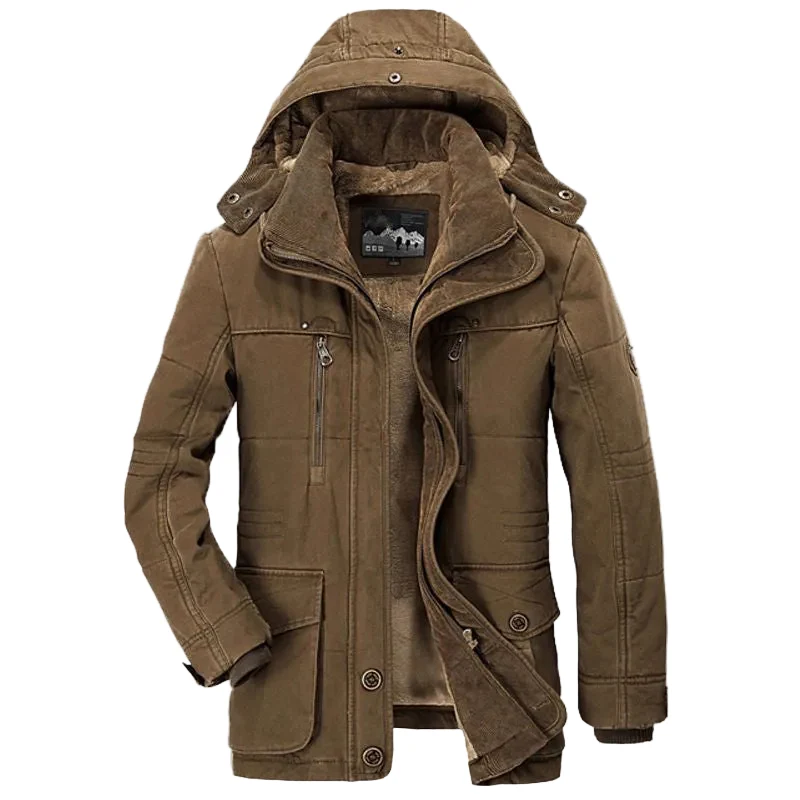 Heren Winterjas Fleece Gevoerd met Diepe Zakken