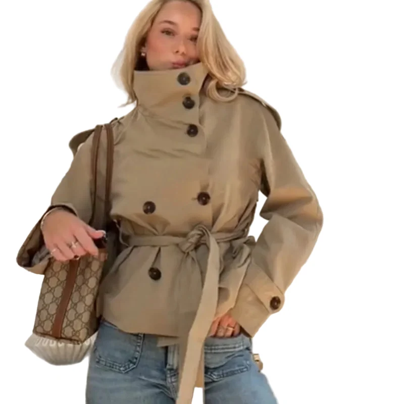 Dames Trenchcoat Getailleerd Met Stijlvolle Kraag