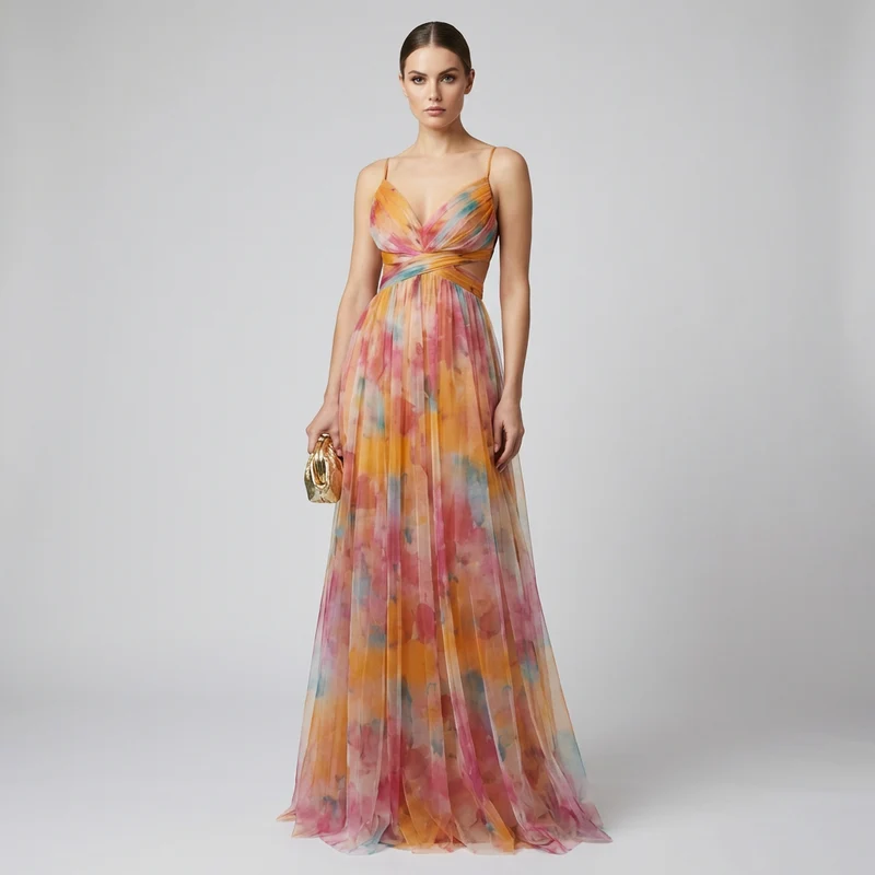 Maxi-jurk van mesh voor dames