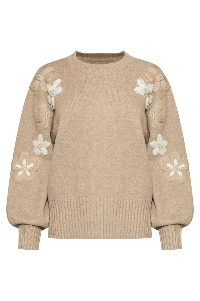Knit top 26539 taupe off white
