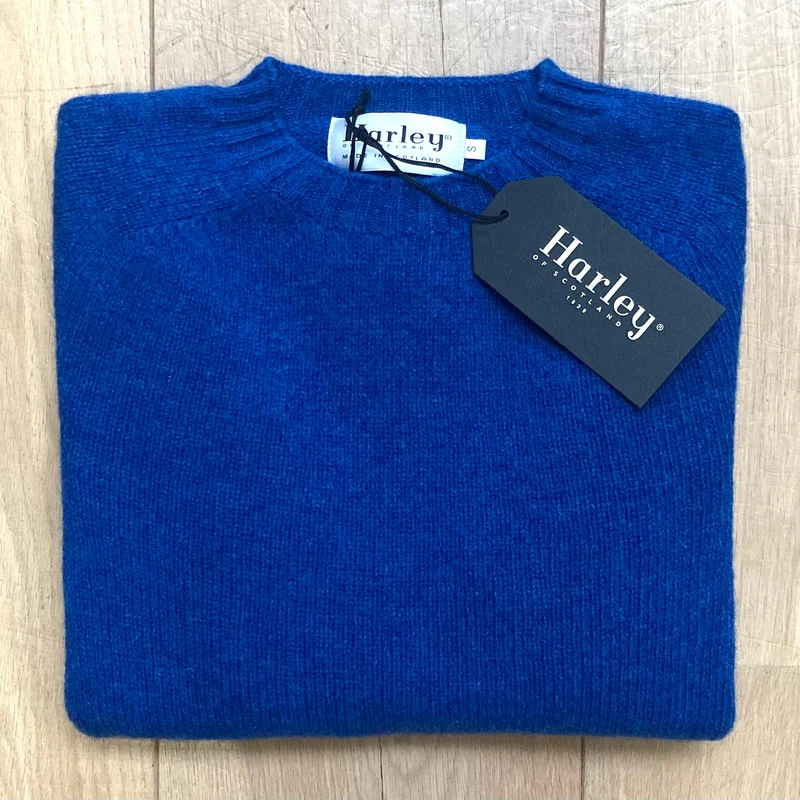 Harley of Scotland Shetland Trui Dames | Sapphire