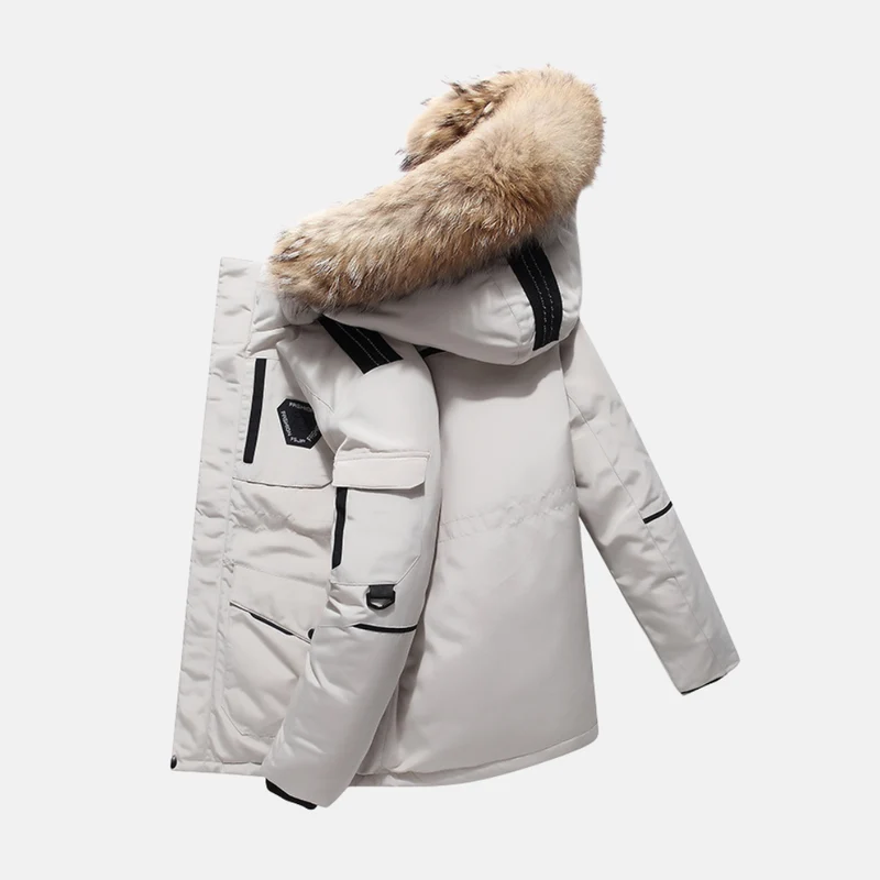 Heren Winterjas Met Imitatiebont Kraag Voor Koude Dagen