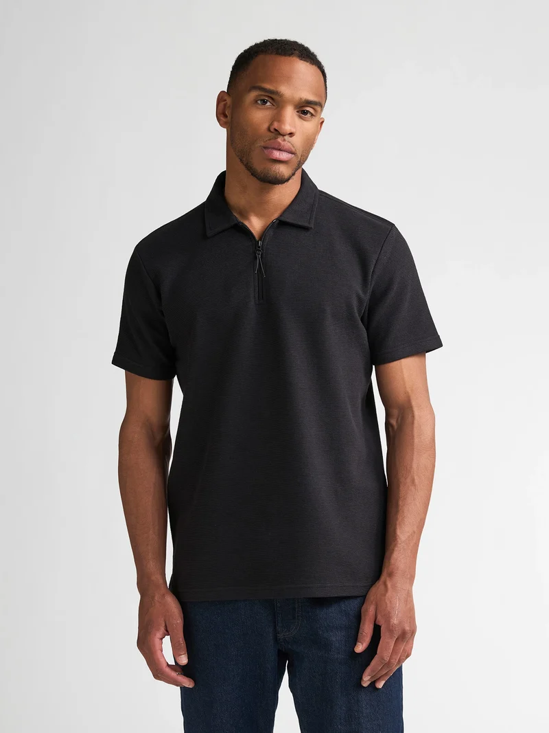 Quarter-zip polo met textuur river