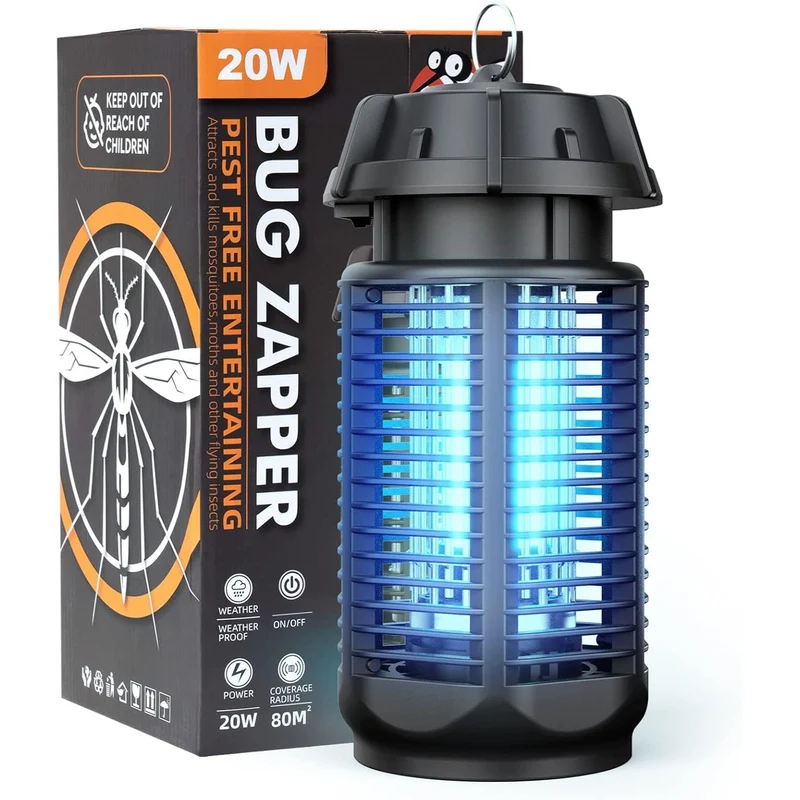 Elektrische insectenverdelger met 20W UV-licht en 4200V netspanning, IPX4 waterdicht