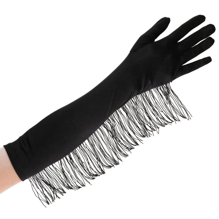 Handschoenen franjes zwart one size