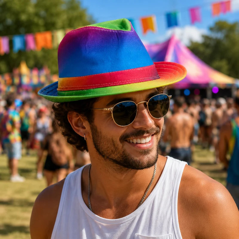 Hoed regenboog meerkleurig