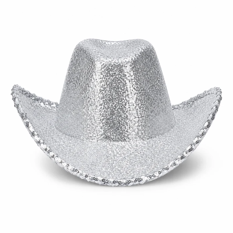 Cowboyhoed pailletten zilver