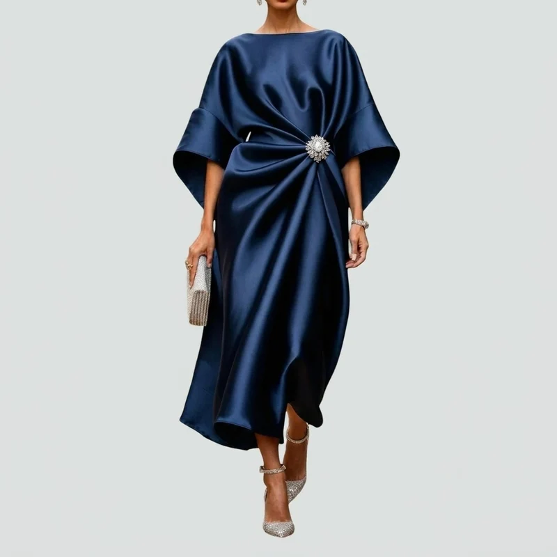 Elegante gedrapeerde midi-jurk
