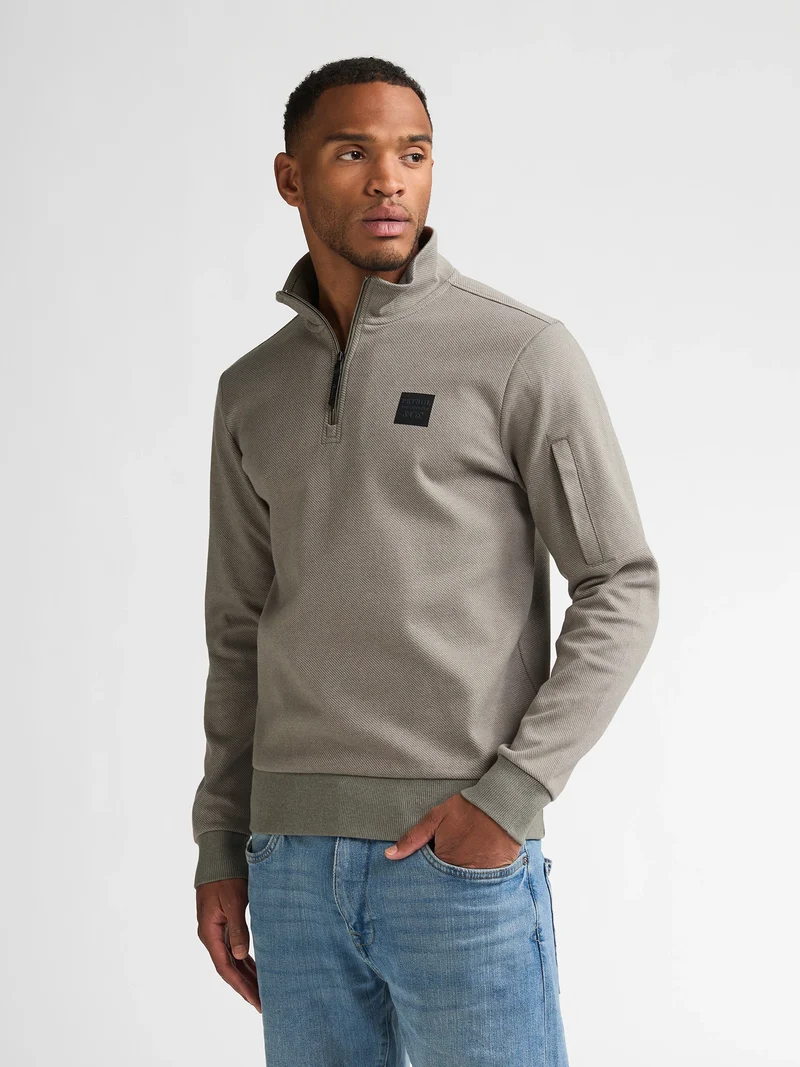 Utility sweater met ritskraag steelhall