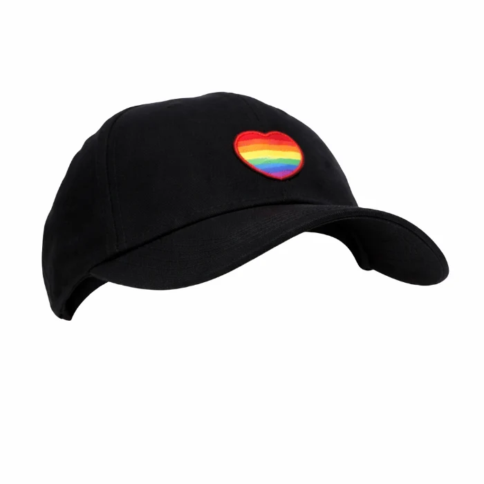 Cap zwart regenboog hartje