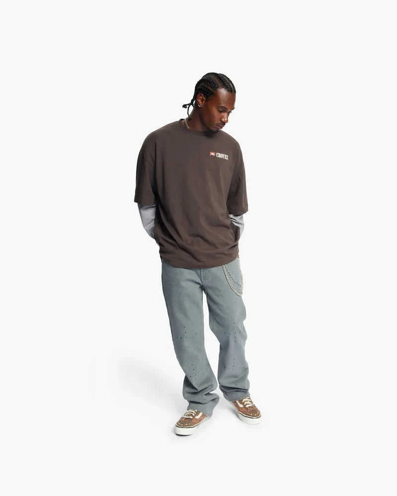 CROYEZ T-SHIRT MONTAGNE DOUBLE SLEEVE SHIRT BRUIN