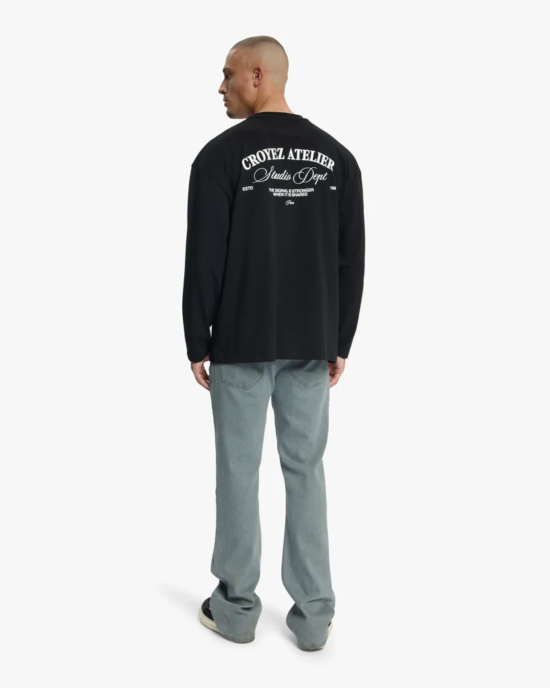 CROYEZ T-SHIRT STUDIO DEPT LONGSLEEVE T-SHIRT ZWART