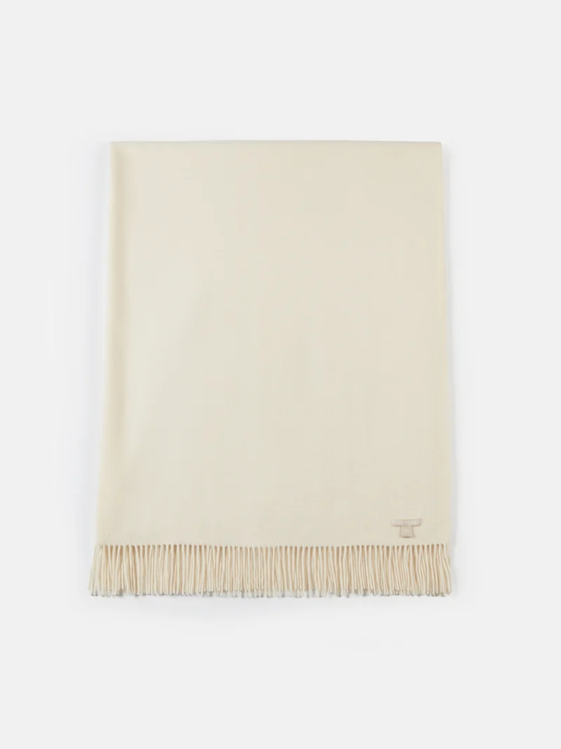 Natural Color Cashmere Large Blanket with Fringe