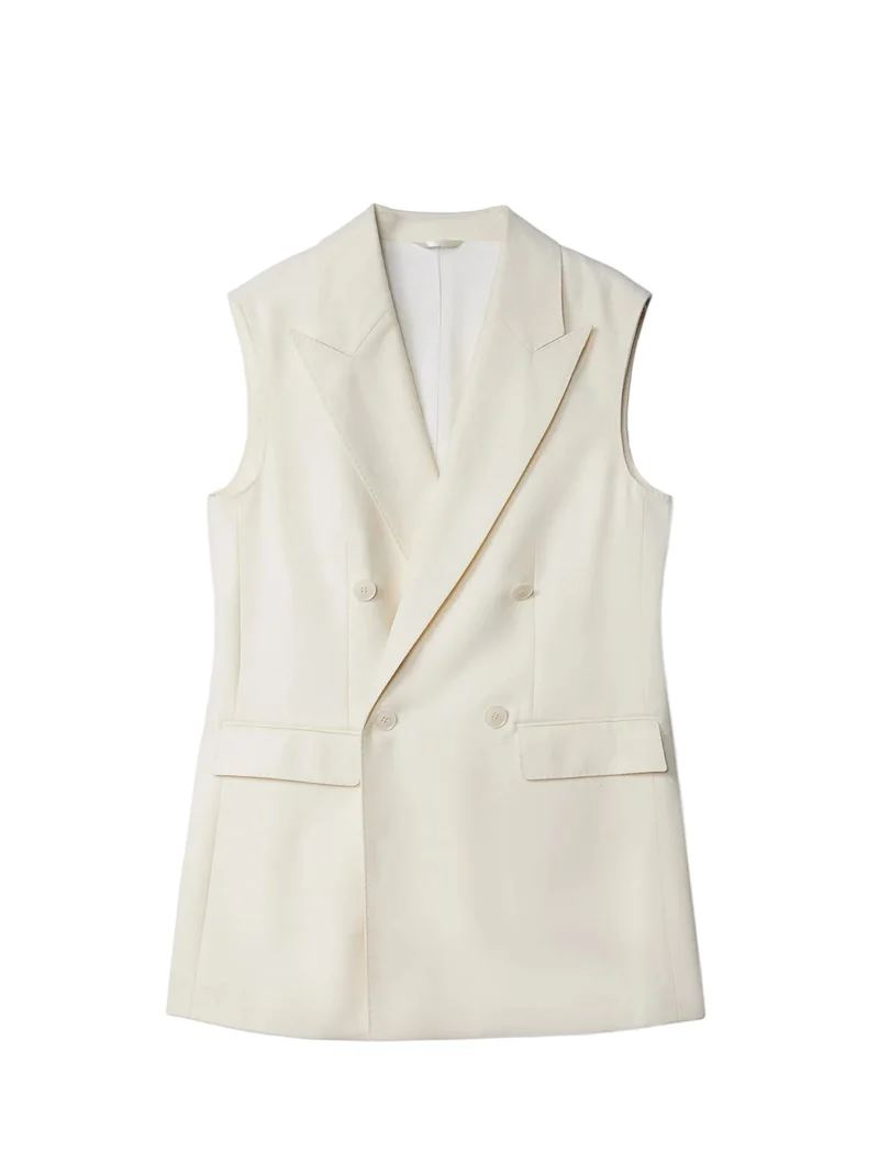 Natural Color Cashmere Double-breasted Vest