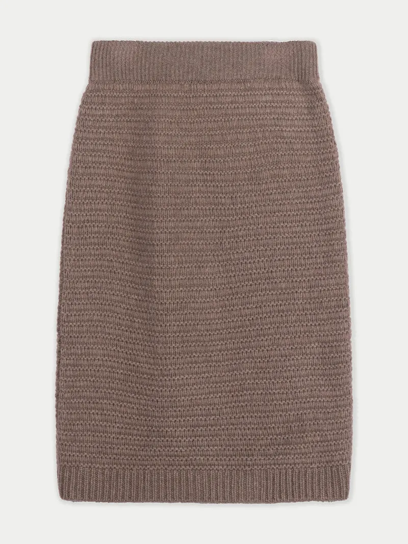 Natural Color Cashmere Sheath Skirt