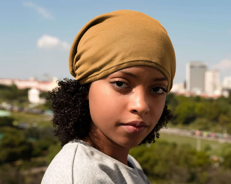 Satin Lined Beanie for Women and Men - Soft and Warm Beanie with Satin Lining to Protect Hair in mustard yellow