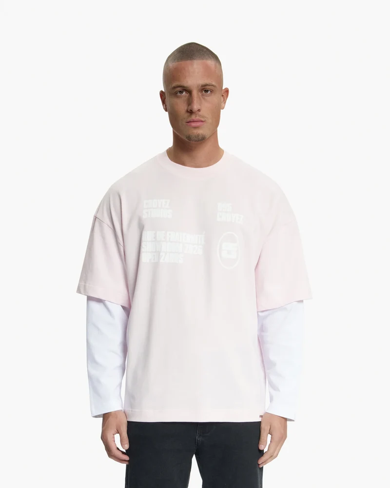 CROYEZ T-SHIRT SHOWROOM DOUBLE SLEEVE T-SHIRT ROZE