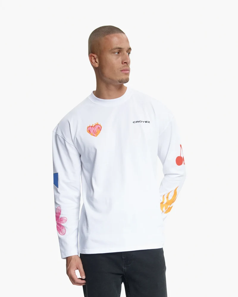 CROYEZ T-SHIRT SKETCHED LONGSLEEVES T-SHIRT WIT