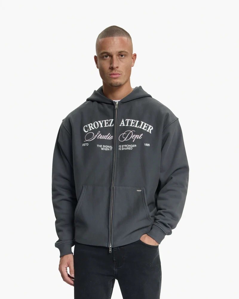 CROYEZ SWEATER STUDIO DEPT ZIP HOODIE D-GRIJS