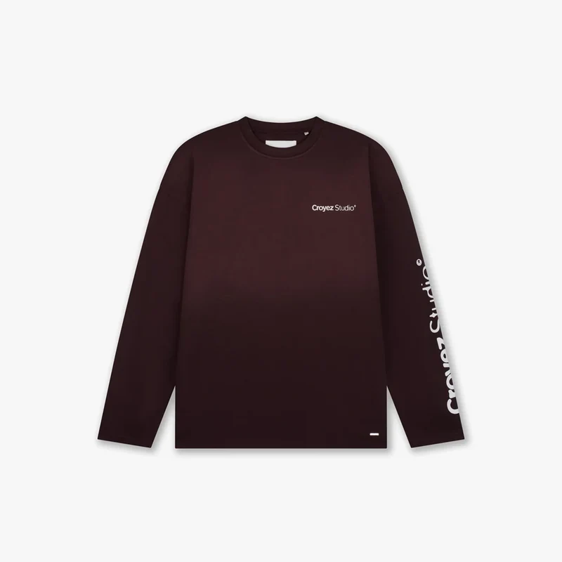 CROYEZ T-SHIRT STUDIO FADED LONGSLEEVE T-SHIRT BORDEAUX