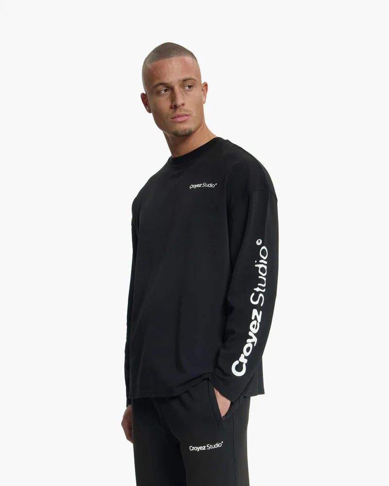 CROYEZ T-SHIRT STUDIO FADED LONGSLEEVE T-SHIRT ZWART